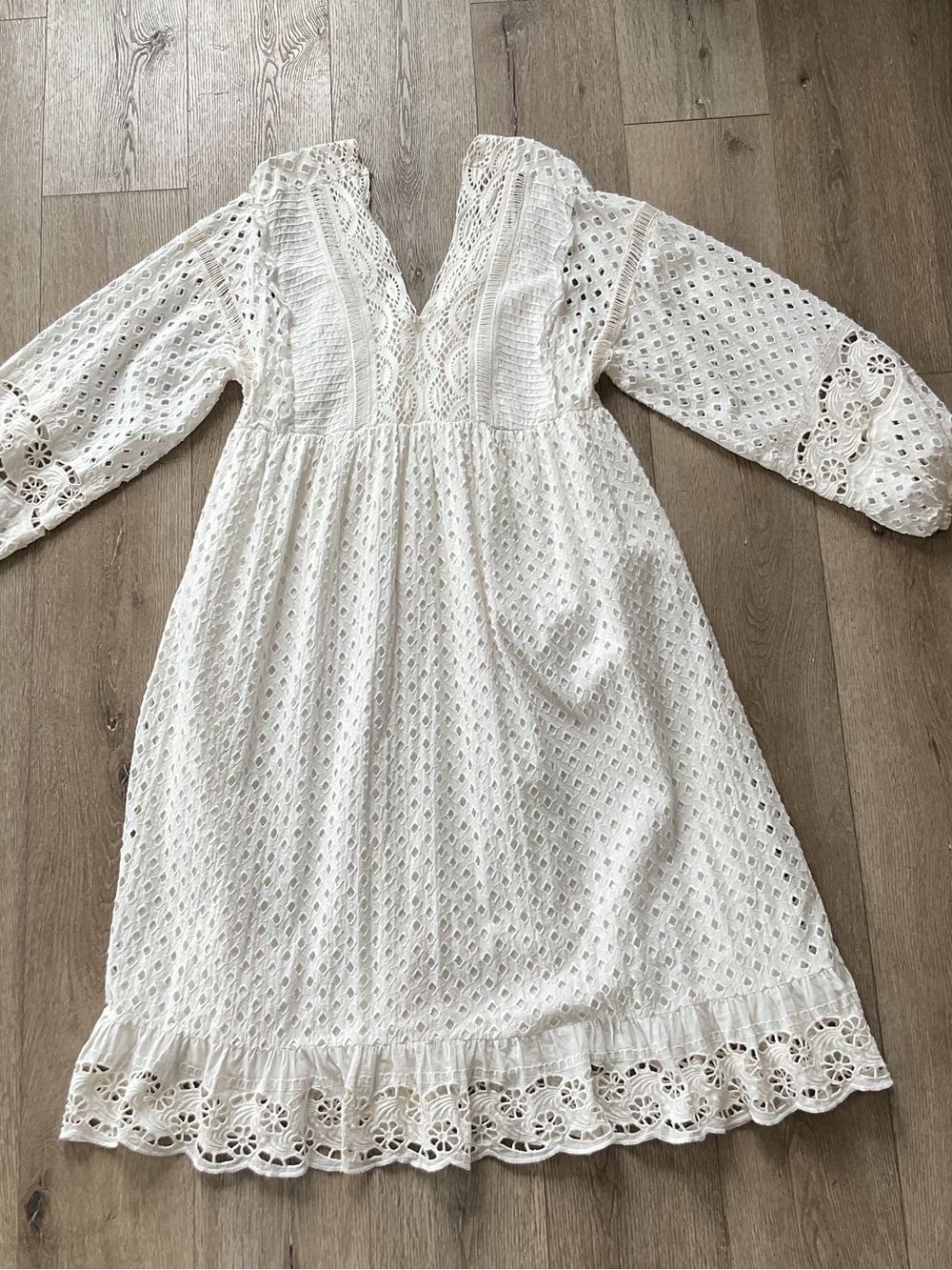 Anthropologie Forever That Girl White Lace Midi Dress Size Medium - Picture 5 of 15